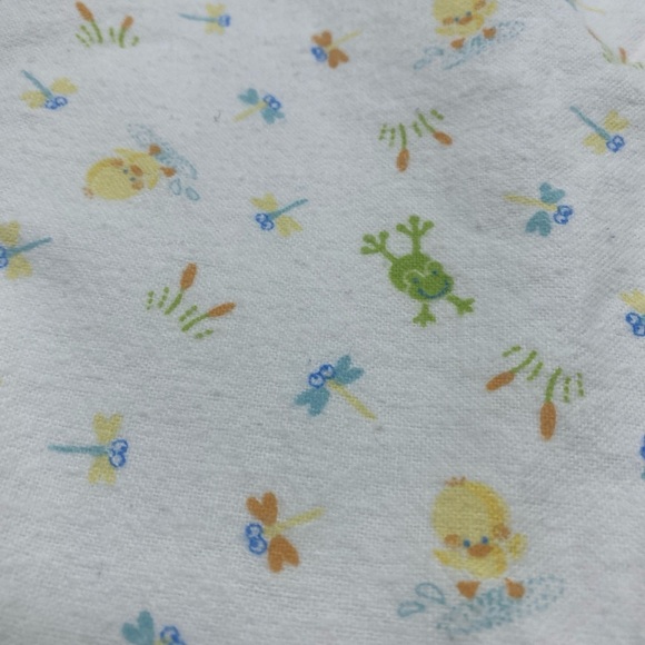 Vintage Baby Blanket Reciving Duck Frog Dragonfly Green Small Wonders - Picture 3 of 5